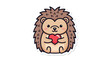 © Free vector - Cute Hedgehog Holding Red Heart, Adorable Animal Sticker, Kawaii Style