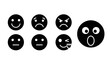 © Anak - Set of Black Emotion Icons: Happy, Sad, Angry, Shocked, Neutral, Winking Faces