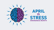 © Zander - April is Stress Awareness Month Minimalist Banner with Dual Colored Brain and Energy Symbols for Corporate Wellness and Mental Health Support