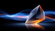 © Nurulstudio - Geometric Crystal with Glowing Energy Waves, Digital Art and Abstract Concept