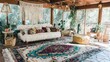 © ika - Cozy bohemian sunroom filled with plants and eclectic decor.