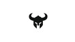© Setor - A symmetrical black silhouette of a helmet with horns on a white background
