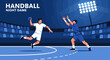 © Kenneth - Dynamic Handball Game Under The Lights Featuring Two Players, Night Time Sports Action