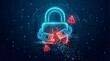 © solom - cyber security breach and data theft concept with broken digital lock and glowing chain on dark blue background representing hacker attack system vulnerability and privacy risk