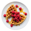 © MDTOUFICKAHAMAD - Delicious waffles with fresh raspberries and syrup on a plate isolated on transparent background