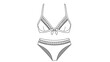 © Sophie - Technical fashion line drawing of a two piece bikini set including a bow front bra top and high waist bottom.