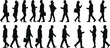 © Creative Art - Business people walking silhouettes vector collection, professional office commuters crowd illustration isolated on white background