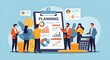 © youns - Concepto de negocio de planificación presupuestaria y gestión financiera. Ilustración vectorial moderna de personas que mejoran el desempeño empresarial