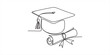 © Kanu Art_Gallery - Minimalist single line art illustration of a graduation mortarboard cap and paper diploma. Vector, illustration