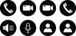 © Vactor Itbd - Communication and media flat icons set with phone video microphone user symbols vector illustration collection