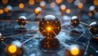 © Sri - Interconnected Network of Spheres with Glowing Connections and Bokeh.