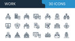 © MR7 - Collection of 20 line icons depicting various workplace and office settings