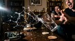 © Taufiq0825 - Water Glass Spilling on Table with Happy Friends at Home.