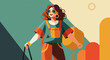 © Сергей козачко - Stylish retro woman walking outdoors in chic urban fashion