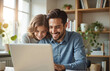 © DruZhi Art - Businessman Father and Daughter Sharing Laptop Moment – Home Office Connection for Family Bonding and Remote Work Lifestyle