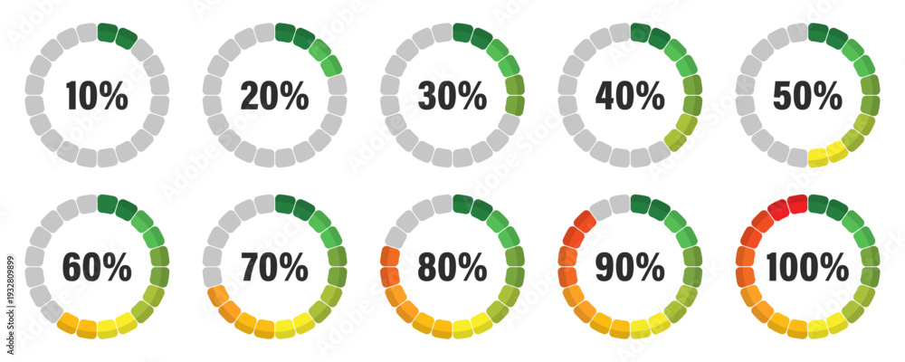 Circular progress indicator collection. Percentage loading rings from ...