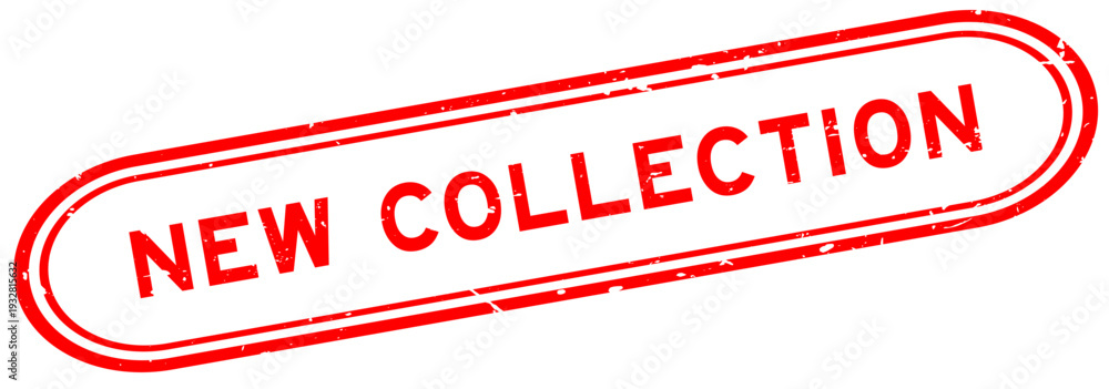 Grunge red new collection word rubber seal stamp on white background ...