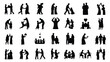 © Sonkear - Collection of black silhouettes depicting various human interactions and relationships on white background