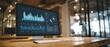 © Anat art - Sleek Black Monitor Displays Blurred User Interface Chart on Oak Desk in Modern Financial Services Workspace