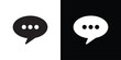 © bibin - Solid vector icon of overlapping speech bubbles with ellipsis. Professional communication symbol for chat, messaging, and digital dialogue in flat black and white styles for UI design