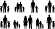 © Essam - Isolated minimal black family silhouettes. Collection of family silhouettes on isolated background. Vector illustration on white background