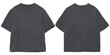 © Fauzihaka - Boxy oversized dark grey t-shirt mockup bundle, front and back view, t-shirt mock up for clothing, apparel, fashion, etc.