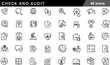 © Jamal - Check and Audit Thin Line Icons Set Quality Assurance, Financial Verification, Legal Compliance, Performance Review and Security Inspection Symbols for Governance