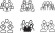 © Mst.Atina - Employee team outline icon set. Five people group line signs editable stroke vector pictograms.