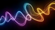 © Wollf - Vibrant Neon Waves on Dark Background.