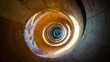 © mila103 - Concrete spiral shaft with light rings inside cylindrical structure.