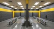 © Nancy - Modern Locker Room Interior Design Featuring Grey Lockers and Yellow Accent Colors