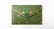 © Catharina - Green envelope with ornate gold foil islamic geometric floral motif elegant festive ceremonial design