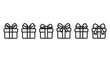 © Orbit - Row of outlined gift box icons with varied bows.