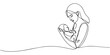 © JCS Graphic Design  - One line, single continuous drawing of mother tenderly holding her baby minimal illustration