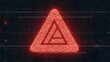 © Artfinity - Cybersecurity warning and data breach alert. Digital threat protection and network safety. Glowing red hazard triangle made of binary code on a dark glitchy computer screen
