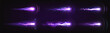 © klyaksun - Realistic laser gun effects with neon energy beams and plasma blasts, vector illustrations isolated on transparent. Vector game design elements, power light trails, lightning sparks and power shots