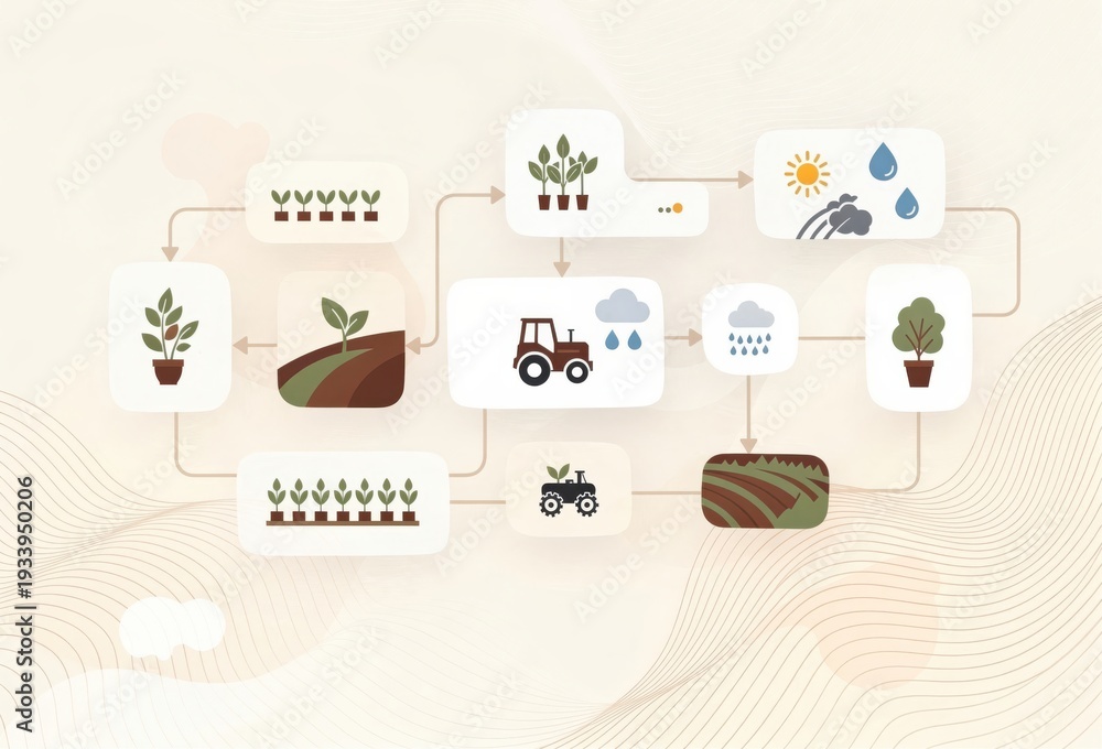 Innovative Agricultural Workflow Diagram Illustrating Sustainable ...