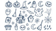 © Fatema - Hand drawn doodle Halloween elements. Vintage clipart