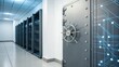 © Johnnii - A high-security server room featuring multiple server racks and a large vault-style door, representing data protection and cybersecurity.