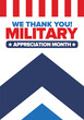 © scoutori - National Military Appreciation Month in May. Annual Armed Forces Celebration Month in United States. Patriotic american elements. Poster, card, banner and background. Vector illustration
