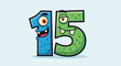 © Baba - Menacing 1 and Friendly 5 Cartoon Numbers Battle in Light Blue Background
