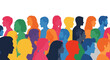 © mewo - Vibrant Diverse Crowd Silhouettes: Colorful Profiles of Multi-ethnic People Representing Global Community and Inclusion