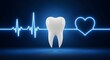 © SOMENA BEGUM - A glowing white tooth with a heartbeat line and heart symbol