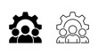 © Design Point - A large gear encompassing three stylized people icons, representing team management, organized collaboration, and collective efficiency.