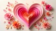 © MST - Intricate paper heart surrounded by delicate flowers in soft pastel colors