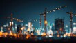 © Bagus - Nighttime cityscape with illuminated cranes and construction sites