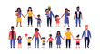 © Hardy - Diverse Families and Parents with Children Holding Hands - Unity, Love & Community Illustration