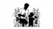 © gino - Father and child harvesting corn in a field