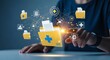 © Sohail - Person interacting with digital medical record folders and healthcare data network interface