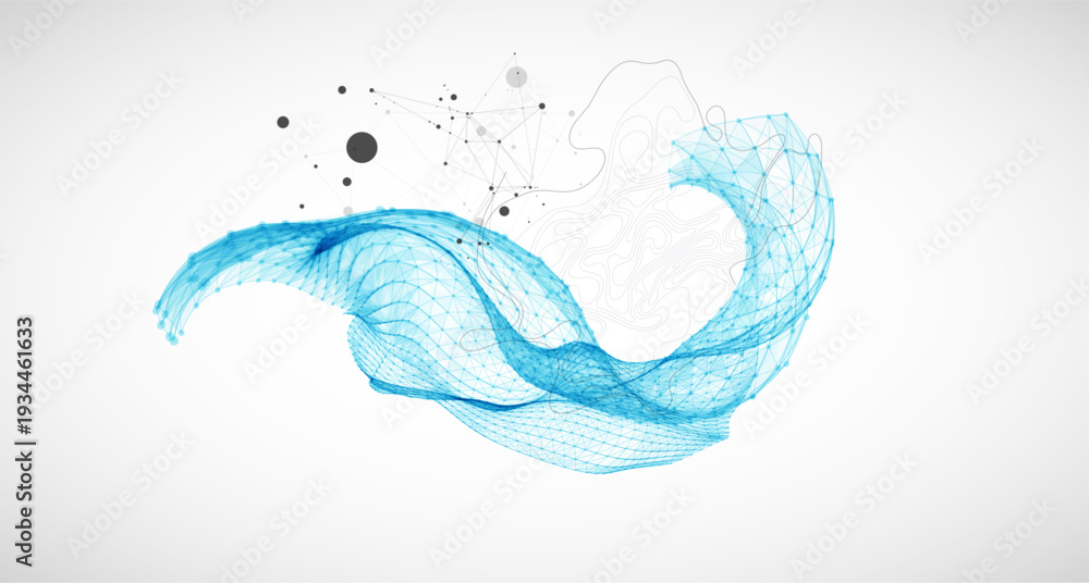 The abstract wave is made in a frame style. Template for science and ...